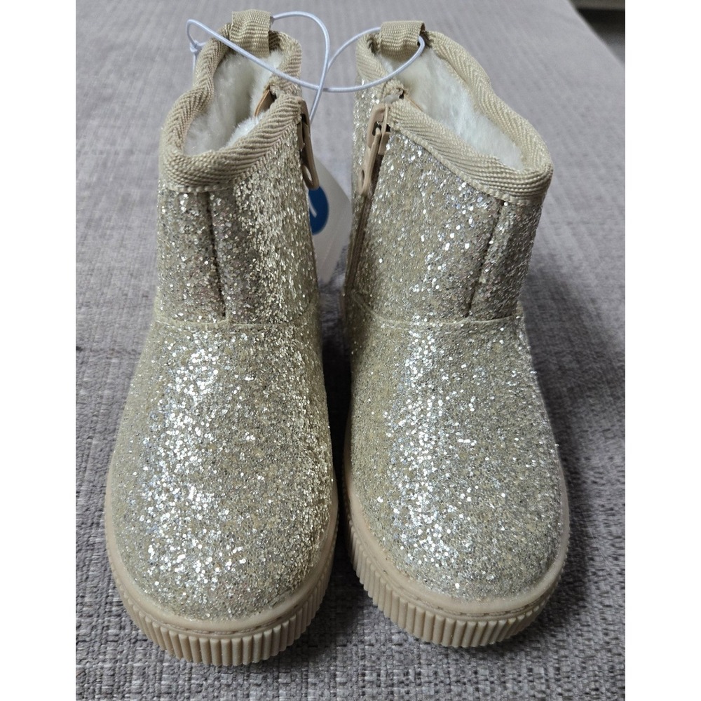 Cat & Jack Arlo Toddler Girls Gold Glitter Ankle Boots Size 7 NWT